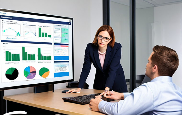 **
"A compliance professional, acting as a mentor, discussing ethical dilemmas and solutions with colleagues in a modern office environment. The scene should emphasize teamwork and collaborative problem-solving. Incorporate elements of technology, such as dashboards displaying risk metrics, to highlight the use of data analysis in compliance. The style should be professional and approachable, reflecting the role of compliance as a supportive function within the organization."
**
